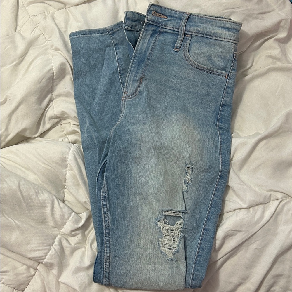 Hollister Ultra High-Rise Super Skinny Jeans in Light Blue